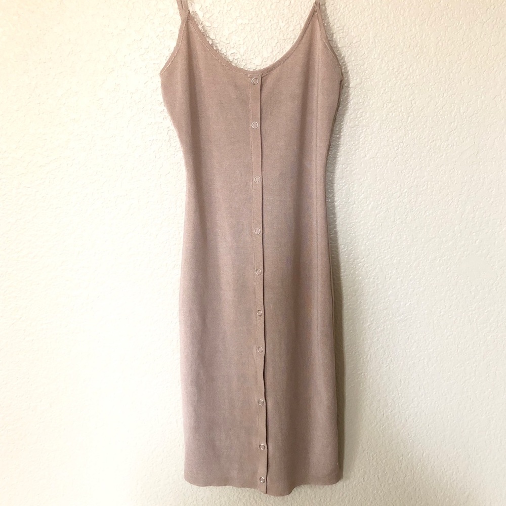 Light Gold -Faux Button Down Dress